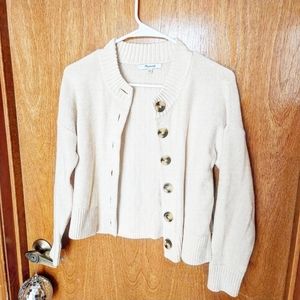 Madewell Button Up Cardigan Cream Oatmeal Cotton